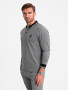 Ombre Clothing Pánské polo tričko s dlouhým rukávem a výšivkou Ombre Clothing