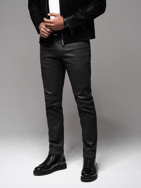 Ombre Clothing Pánské džínové kalhoty STRAIGHT LEG - černé V1 OM-PADP-0133 Ombre Clothing