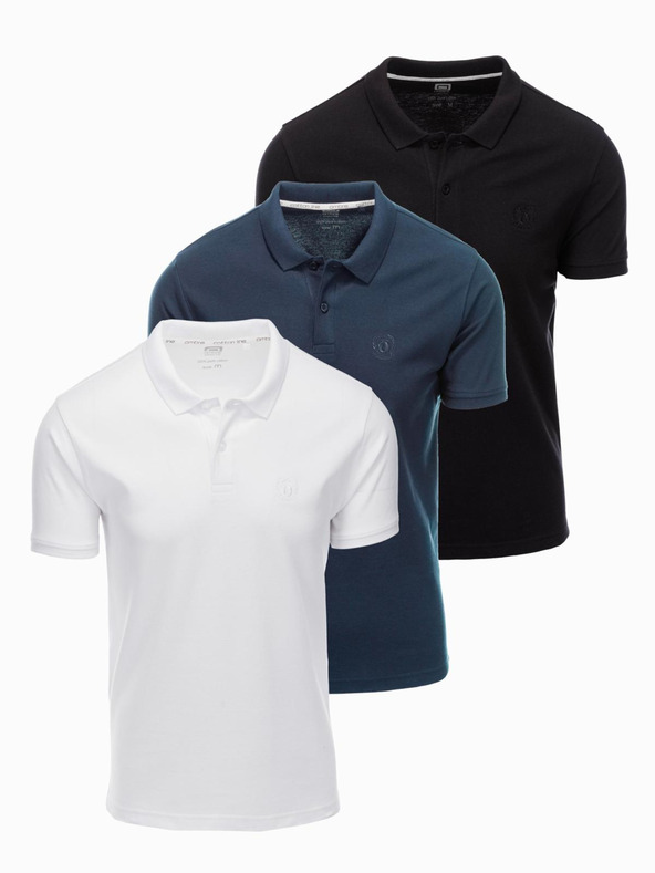 Ombre Clothing Pánská bavlněná polokošile BASIC - černá/tmavě modrá/bílá V1 OM-POBS-0133 Ombre Clothing