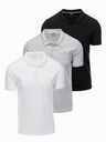 Ombre Clothing Pánské bavlněné polo tričko BASIC - černá/šedá melanž/bílá V2 OM-POBS-0133 Ombre Clothing