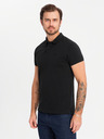 Ombre Clothing Pánské bavlněné polo tričko BASIC - černá/šedá melanž/bílá V2 OM-POBS-0133 Ombre Clothing