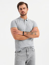 Ombre Clothing Pánské bavlněné polo tričko BASIC - černá/šedá melanž/bílá V2 OM-POBS-0133 Ombre Clothing