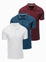 Ombre Clothing Pánská bavlněná polokošile BASIC - bílá/bordó/tmavě modrá V4 OM-POBS-0133 Ombre Clothing