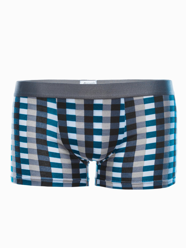 Edoti Šedo-modré pánské kostkované boxerky Edoti
