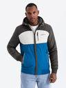 Ombre Clothing Pánská lehká barevná sportovní bunda s fleecem modrá Ombre Clothing