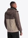 Ombre Clothing Pánská lehká barevná sportovní bunda s fleecem béžová Ombre Clothing