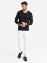 Ombre Clothing Pánské tričko s výstřihem do V SLIM FIT s elastanem a potiskem černá Ombre Clothing