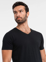Ombre Clothing Pánské tričko SLIM FIT s výstřihem do V, elastanem a potiskem černá Ombre Clothing