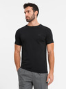 Ombre Clothing Pánské tričko SLIM FIT s elastanem a potiskem černá Ombre Clothing