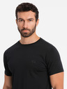 Ombre Clothing Pánské tričko SLIM FIT s elastanem a potiskem černá Ombre Clothing