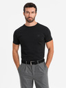 Ombre Clothing Pánské tričko SLIM FIT s elastanem a potiskem černá Ombre Clothing