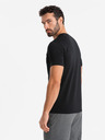 Ombre Clothing Pánské tričko SLIM FIT s elastanem a potiskem černá Ombre Clothing