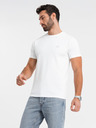 Ombre Clothing Pánské tričko SLIM FIT s elastanem a potiskem bílá Ombre Clothing