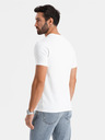 Ombre Clothing Pánské tričko SLIM FIT s elastanem a potiskem bílá Ombre Clothing