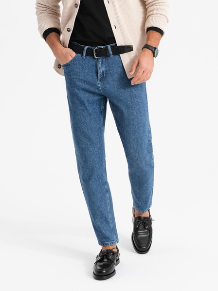 Ombre Clothing Pánské klasické seprané džíny REGULAR FIT modrá Ombre Clothing