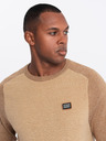 Ombre Clothing Pánský pletený svetr RELAXED FIT se vzorem béžová Ombre Clothing