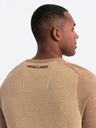 Ombre Clothing Pánský pletený svetr RELAXED FIT se vzorem béžová Ombre Clothing