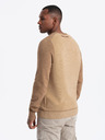 Ombre Clothing Pánský pletený svetr RELAXED FIT se vzorem béžová Ombre Clothing