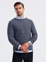 Ombre Clothing Pánský pletený svetr RELAXED FIT se vzorem modrá Ombre Clothing