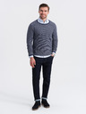 Ombre Clothing Pánský pletený svetr RELAXED FIT se vzorem modrá Ombre Clothing