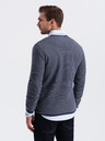 Ombre Clothing Pánský pletený svetr RELAXED FIT se vzorem modrá Ombre Clothing