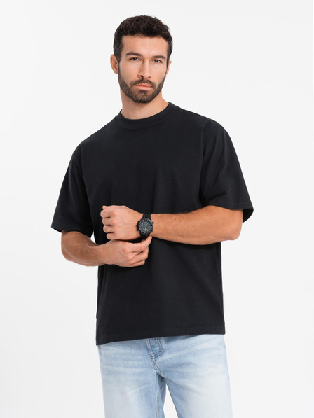 Ombre Clothing Pánské tričko LOOSE FIT s kapsou černé Ombre Clothing
