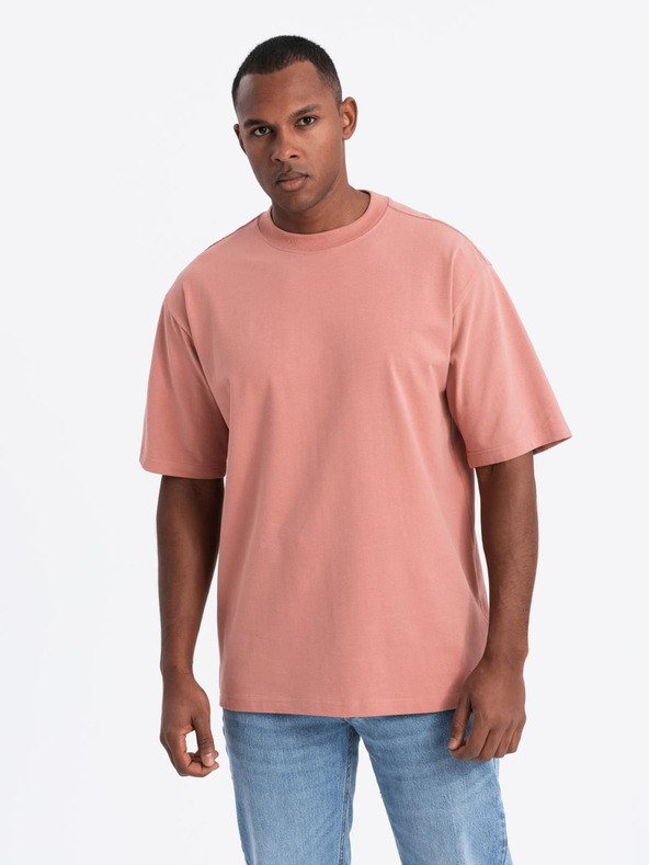 Ombre Clothing Pánské tričko LOOSE FIT s kapsou oranžové Ombre Clothing