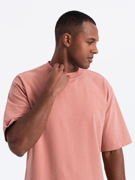 Ombre Clothing Pánské tričko LOOSE FIT s kapsou oranžové Ombre Clothing