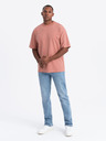 Ombre Clothing Pánské tričko LOOSE FIT s kapsou oranžové Ombre Clothing