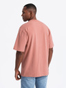 Ombre Clothing Pánské tričko LOOSE FIT s kapsou oranžové Ombre Clothing