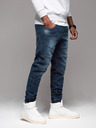 Ombre Clothing Pánské kalhoty JOGGERY s cargo kapsami na zip modrá Ombre Clothing