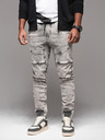 Ombre Clothing Pánské kalhoty JOGGERY s cargo kapsami na zip šedá Ombre Clothing