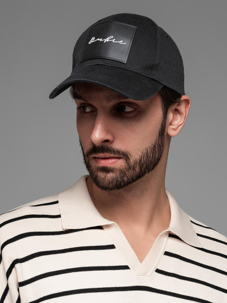 Ombre Clothing Pánská kšiltovka s kšiltem a velkou nášivkou černá Ombre Clothing