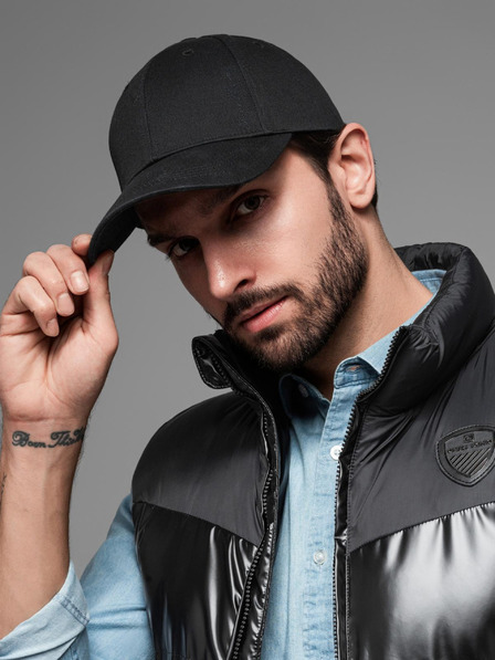 Ombre Clothing Pánská kšiltovka s kšiltem a ozdobnou výšivkou černá Ombre Clothing