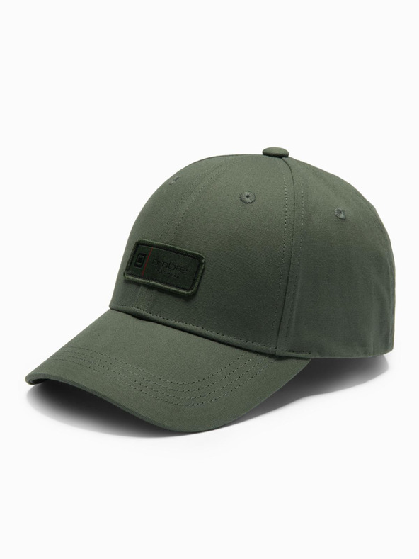 Ombre Clothing Pánská kšiltovka s kšiltem a nášivkou khaki Ombre Clothing