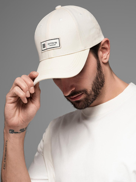Ombre Clothing Pánská kšiltovka s kšiltem a nášivkou krémová Ombre Clothing