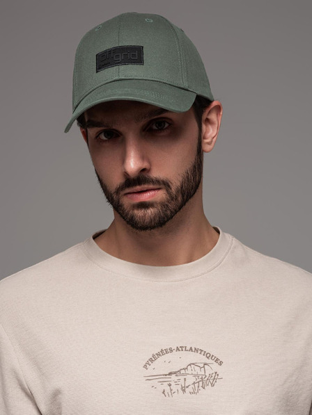 Ombre Clothing Pánská kšiltovka s kšiltem a obdélníkovou nášivkou zelená Ombre Clothing