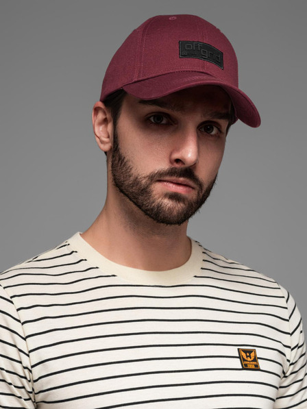 Ombre Clothing Pánská kšiltovka s kšiltem a obdélníkovou nášivkou vínová Ombre Clothing