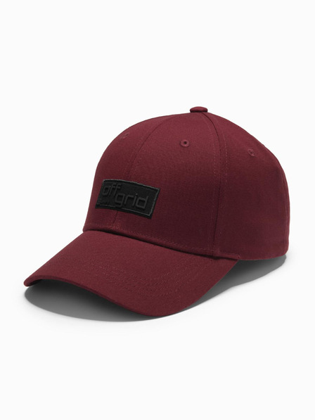 Ombre Clothing Pánská kšiltovka s kšiltem a obdélníkovou nášivkou vínová Ombre Clothing