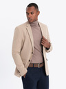 Ombre Clothing Elegantní pánské sako z vlněné směsi béžové Ombre Clothing