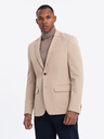 Ombre Clothing Elegantní pánské sako z vlněné směsi béžové Ombre Clothing