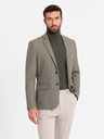Ombre Clothing Elegantní pánské sako z vlněné směsi khaki Ombre Clothing
