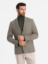 Ombre Clothing Elegantní pánské sako z vlněné směsi khaki Ombre Clothing