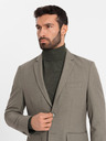 Ombre Clothing Elegantní pánské sako z vlněné směsi khaki Ombre Clothing