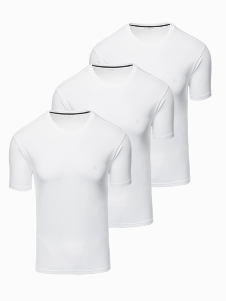 Ombre Clothing Sada tří kusů pánských bavlněncýh triček BASIC s kulatým výstřihem Ombre Clothing