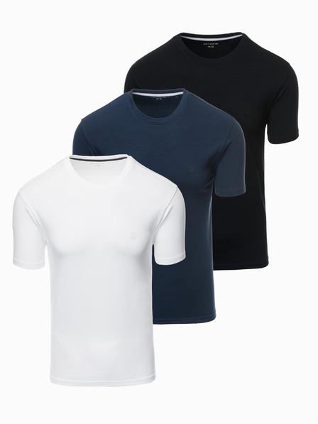 Ombre Clothing Sada tří kusů pánských bavlněncýh triček BASIC s kulatým výstřihem Ombre Clothing