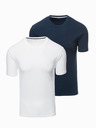 Ombre Clothing Sada tří kusů pánských bavlněncýh triček BASIC s kulatým výstřihem Ombre Clothing