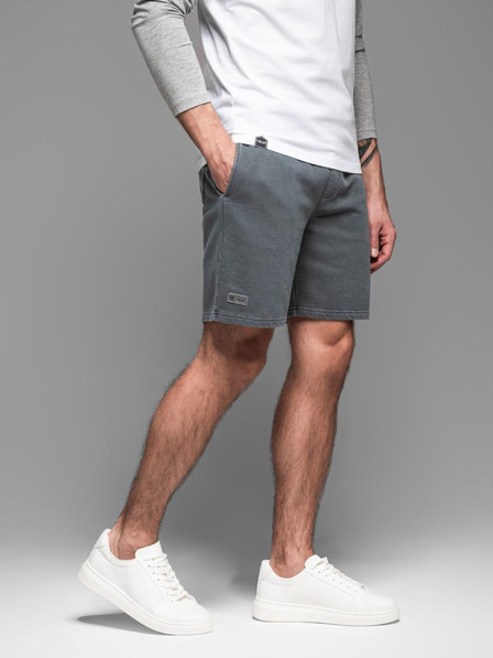 Ombre Clothing Pánské bavlněné teplákové šortky BASIC šedé Ombre Clothing