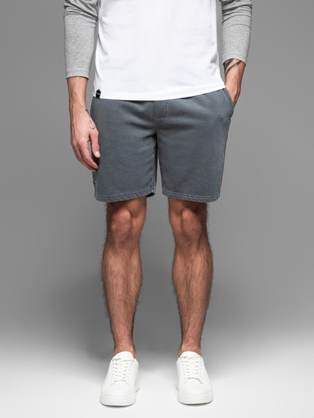 Ombre Clothing Pánské bavlněné teplákové šortky BASIC šedé Ombre Clothing