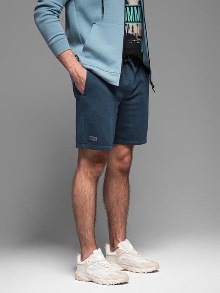 Ombre Clothing Pánské bavlněné teplákové šortky BASIC modré Ombre Clothing